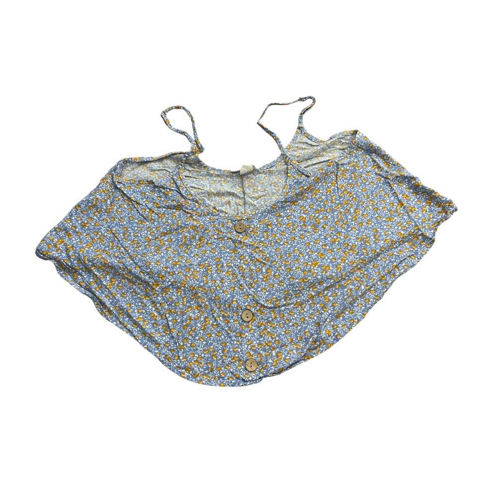 Miley + Molly Cami Top Womens Small Blue‎ Floral Excellent Button Front Crop